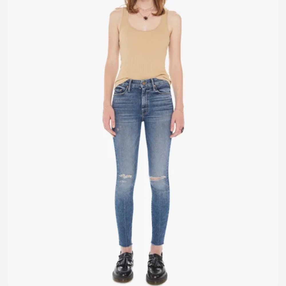 MOTHER Women's Straight Leg Jeans in Distressed Blue